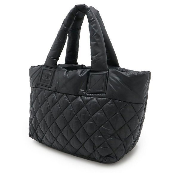 CHANEL Quilted Nylon Leather Small Tote Black 8610 ⭐ - Picture 3 of 9